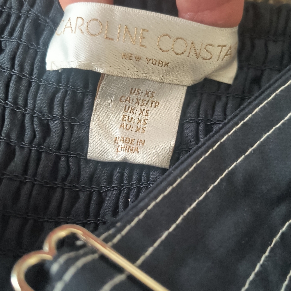 Caroline Constas Navy Dress Ruffled Bib Belted Midi/Maxi - Picture 2 of 10